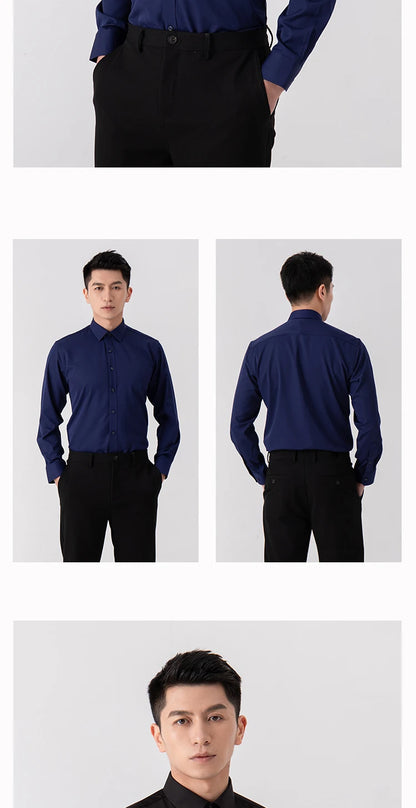 Men's Slim Fit Solid Color White Dress Shirt