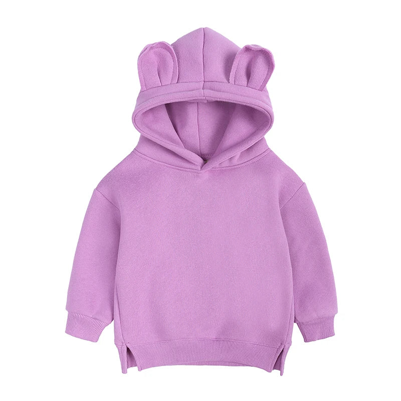 Kids Hooded Sweatshirt Cotton Solid Top for Girls