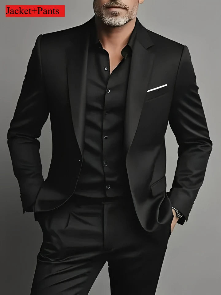 Slim Fit Black Tuxedo Suit Set for Men
