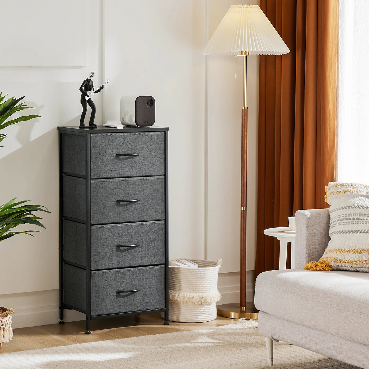 JHK Modern Morocco Dresser with 4 Fabric Drawers