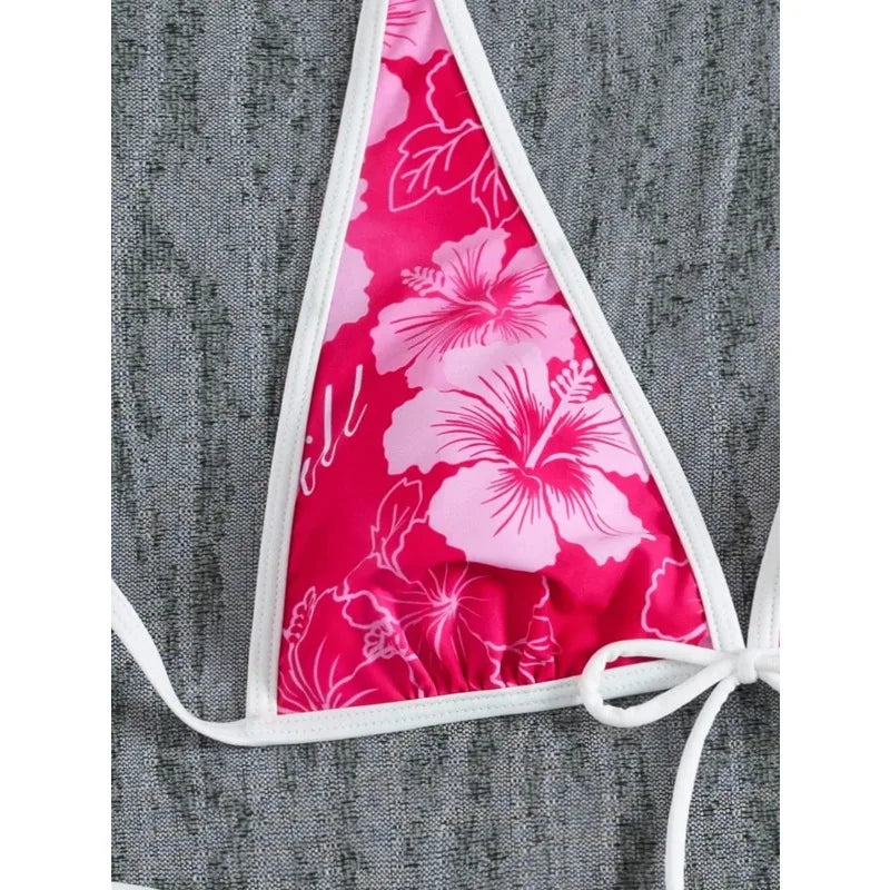 Elegant Floral High-Waist Bikini Set for Women