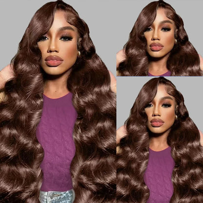 Chocolate Brown Body Wave Lace Front Human Hair Wig