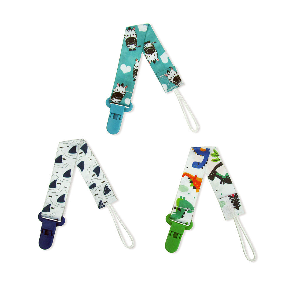 Personalized Cartoon Print Pacifier Clip Set for Babies