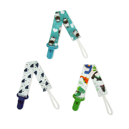 Chain Baby Pacifier Clip Set with Cartoon Print