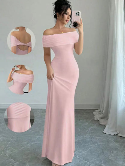 Off Shoulder Sleeveless Bodycon Midi Dress