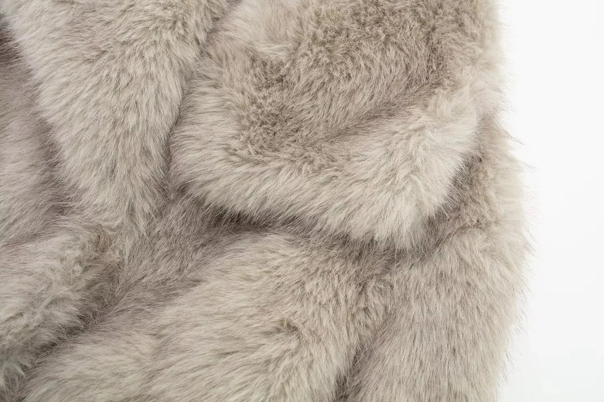 Cropped Faux Fur Jacket Coat for Women