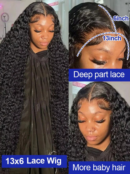 High Density Water Wave Human Hair Wig 40 42 Inch