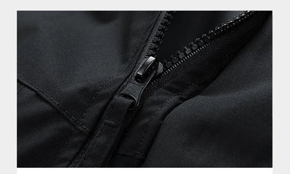 Men's Hooded Waterproof Jacket Black Softshell Camping