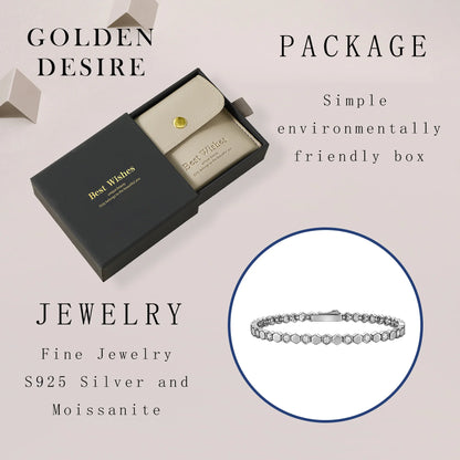 Moissanite Hexagon Tennis Bracelet in 925 Sterling Silver