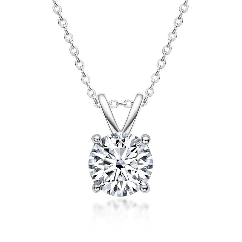 Moissanite Pendant Necklace 18K Gold Plated Women