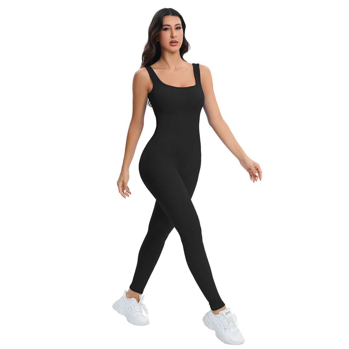 Ribbed Shapewear Jumpsuit with Built-In Bra