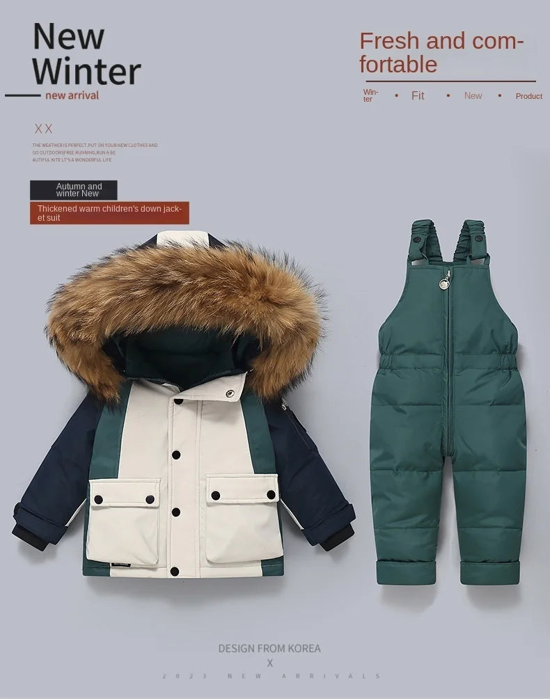 Warm Down Jacket Parka Snowsuit for Kids