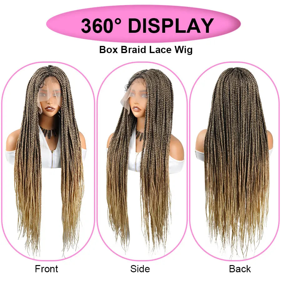 Cornrows Braided Wig 36 Inches Synthetic Hair Black