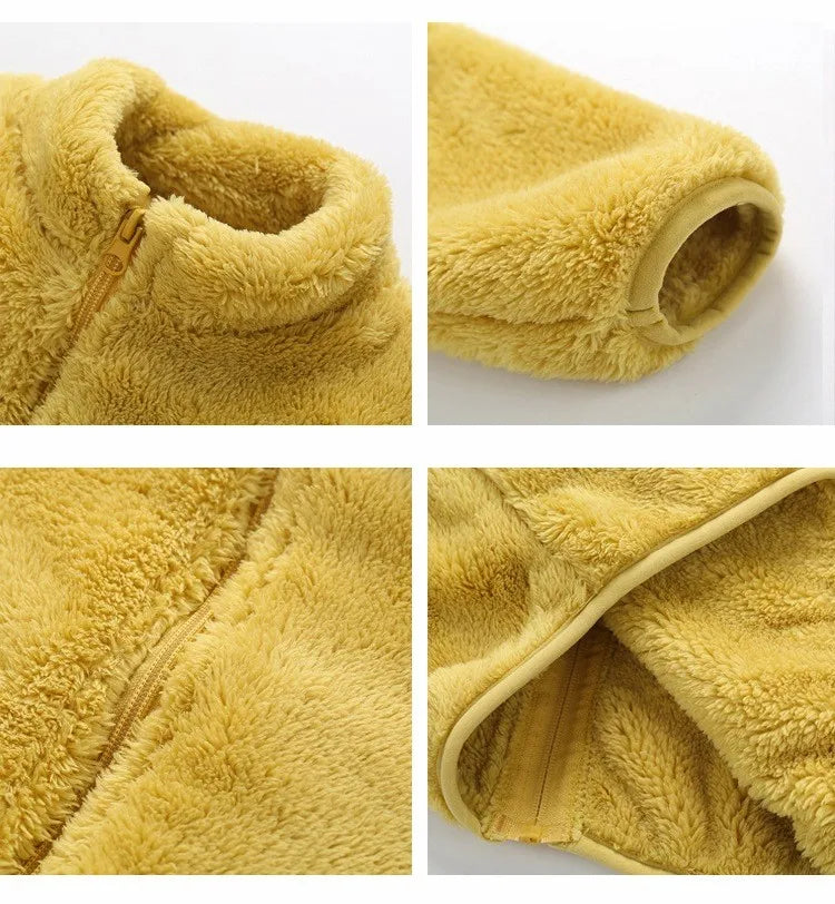 Plush Coat for Children in Solid Color