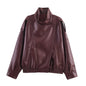 Black Long Sleeve Faux Leather Motorcycle Jacket