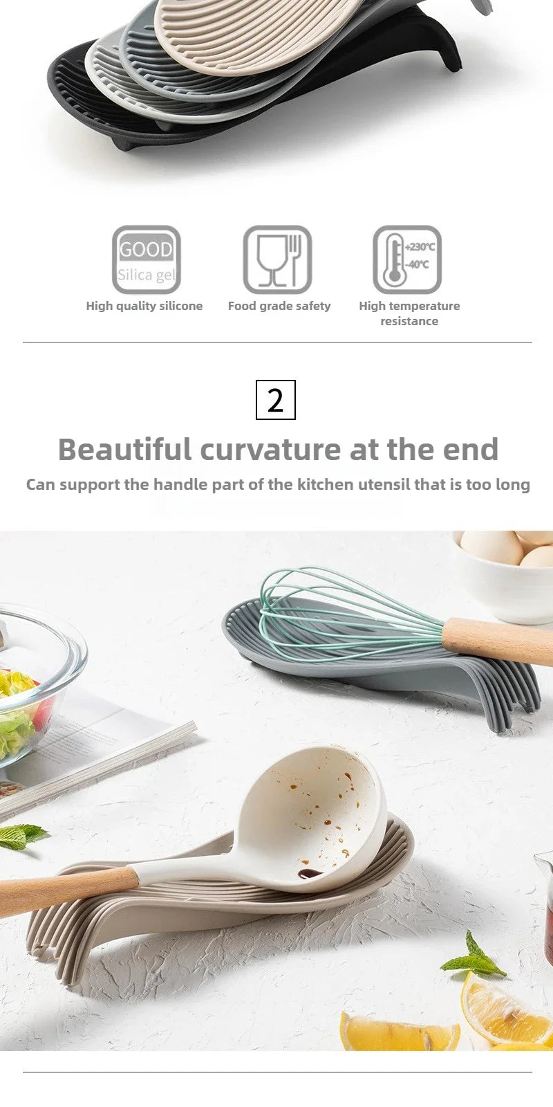 Silicone Spoon Holder and Kitchenware Tray