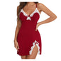 Lace Silk Satin V-Neck Nightgown for Women