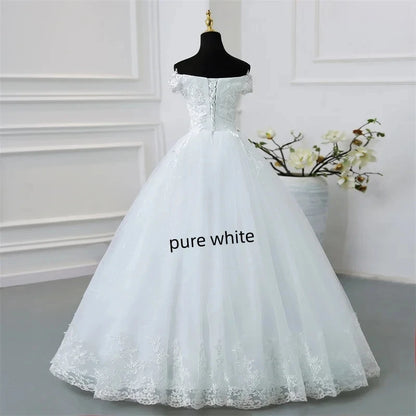 Off Shoulder Plus Size Wedding Dress Tulle and Organza