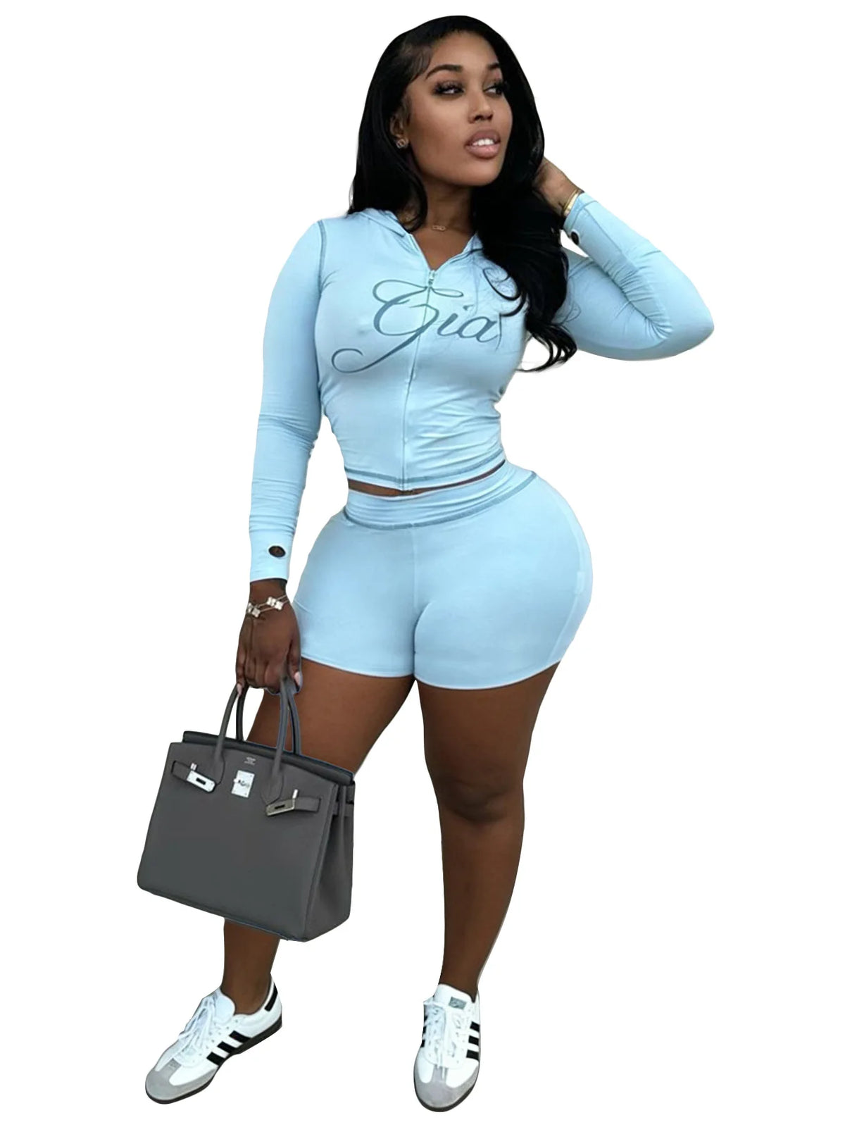 Joskaa Dot Print Tracksuit Set Women Long Sleeve Crop Top
