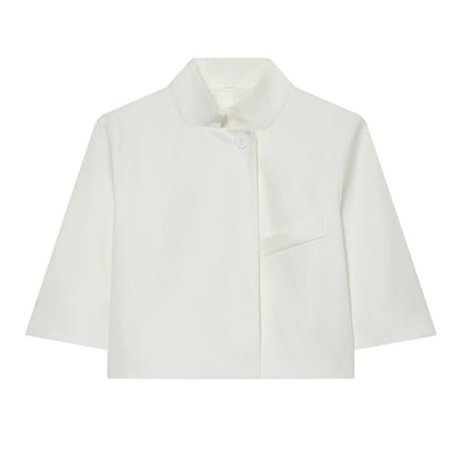 Ladies Short Sleeve Blazer Polyester Stand-up Collar