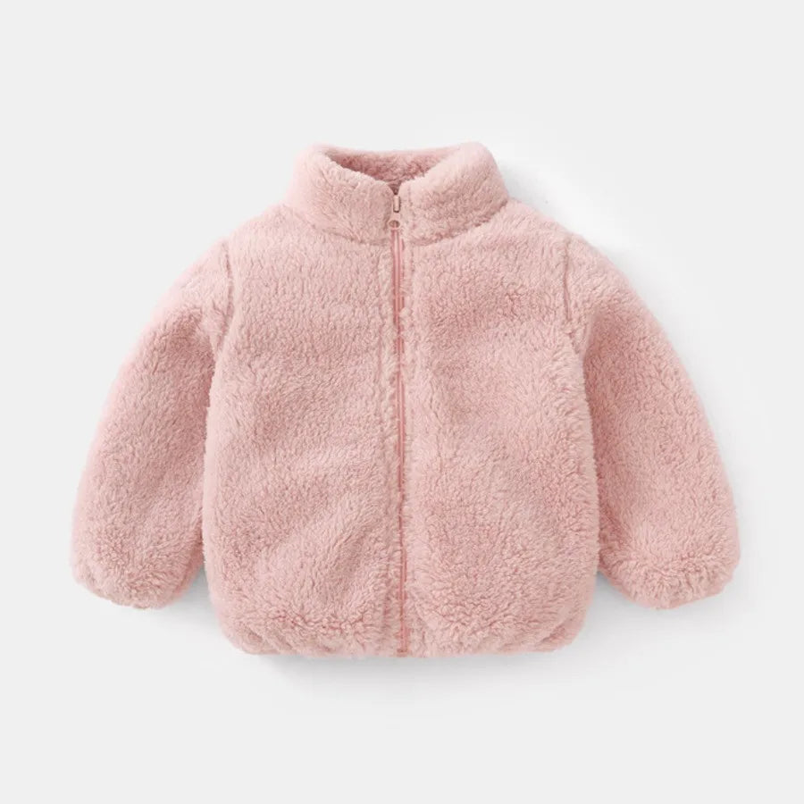 Plush Coat for Children in Solid Color