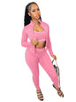 Weird Puss Women 3 Piece Tracksuit Set with Zipper Jacket