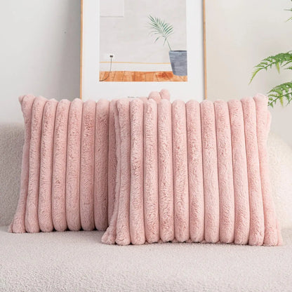 Faux Rabbit Fur Square Cushion Cover Solid Color