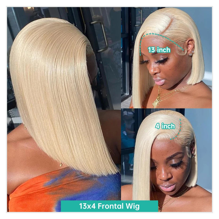613 Blonde Bob Human Hair Lace Frontal Wig