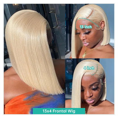 613 Blonde Bob Human Hair Lace Frontal Wig