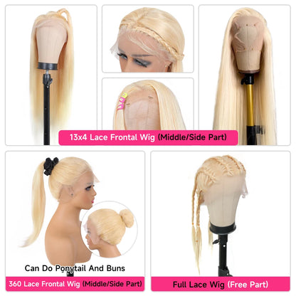 13x6 360 Lace Wig Human Hair Pre Plucked Blonde