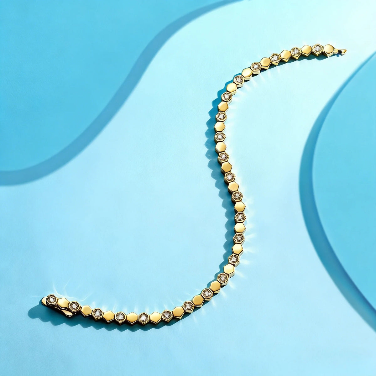 Moissanite Hexagon Tennis Bracelet in 925 Sterling Silver