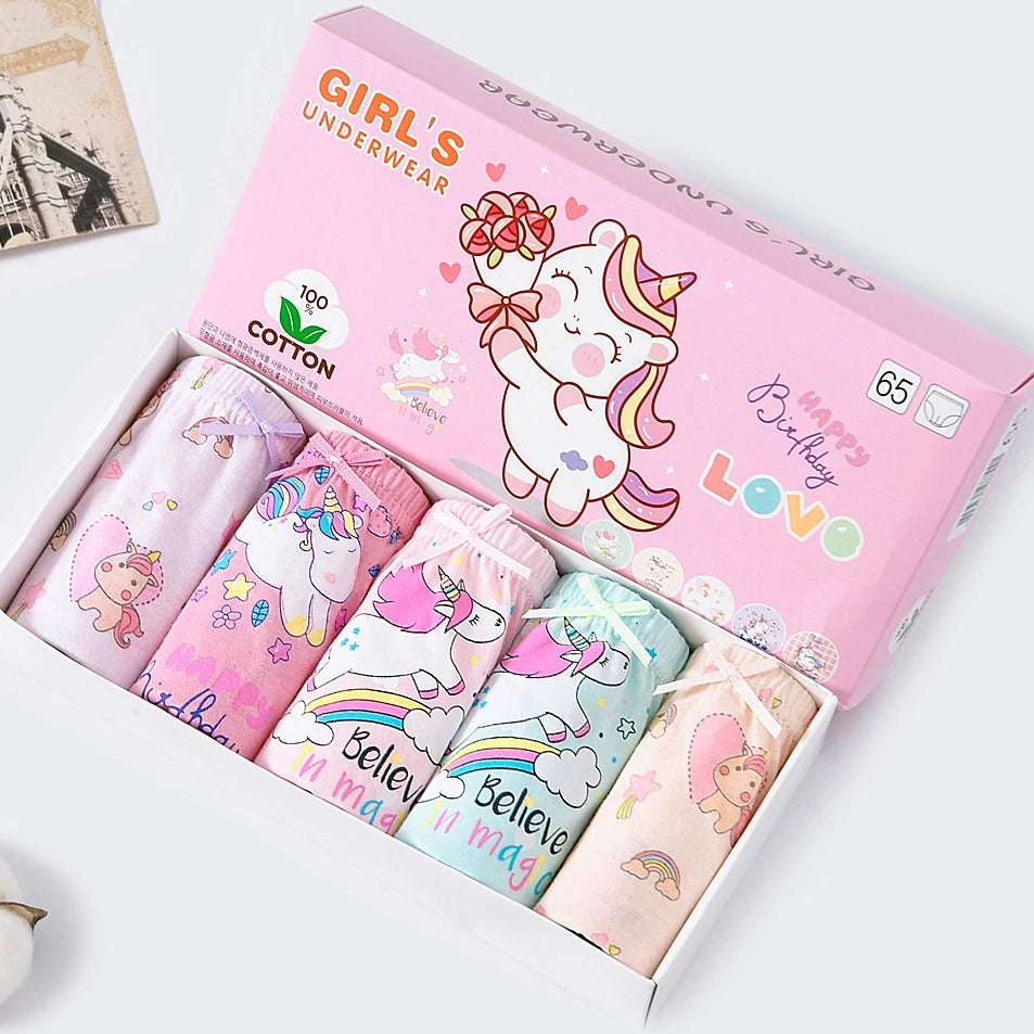 Girls Cotton Unicorn Cartoon Briefs Soft Underwear