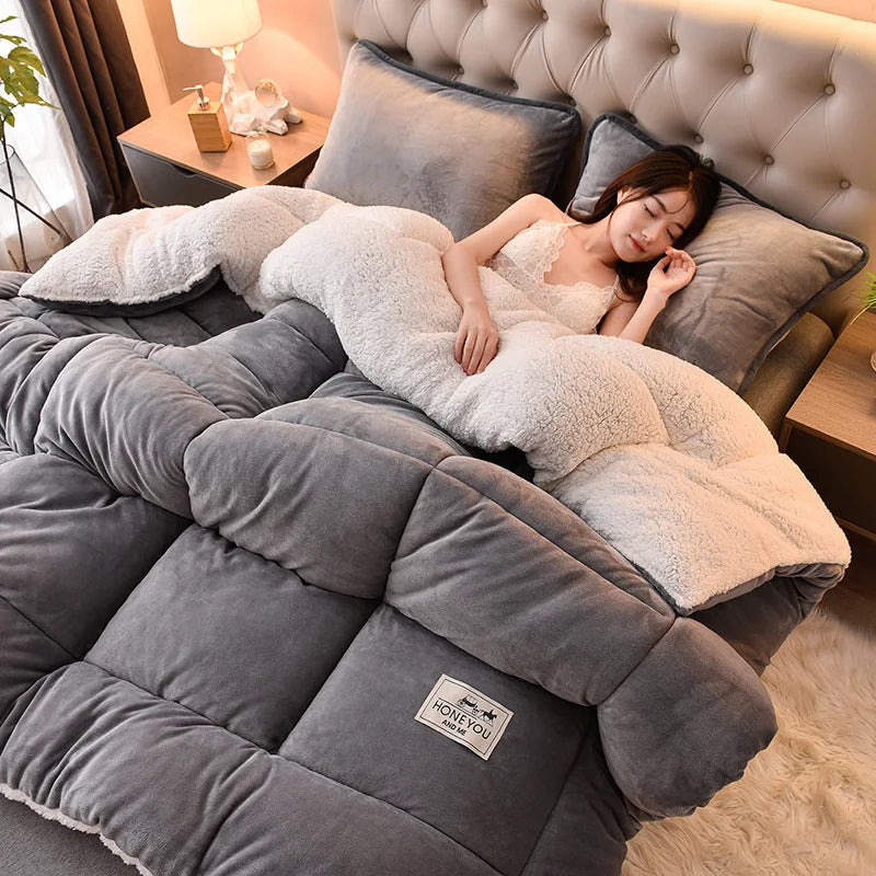 Lamb Fleece Blanket Double-Sided Velvet Warm Quilt