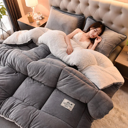 Lamb Fleece Blanket Double-Sided Velvet Warm Quilt