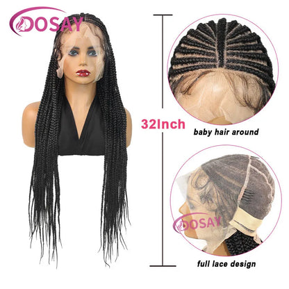 32 Inch Full Lace Front Synthetic Braided Wig Black
