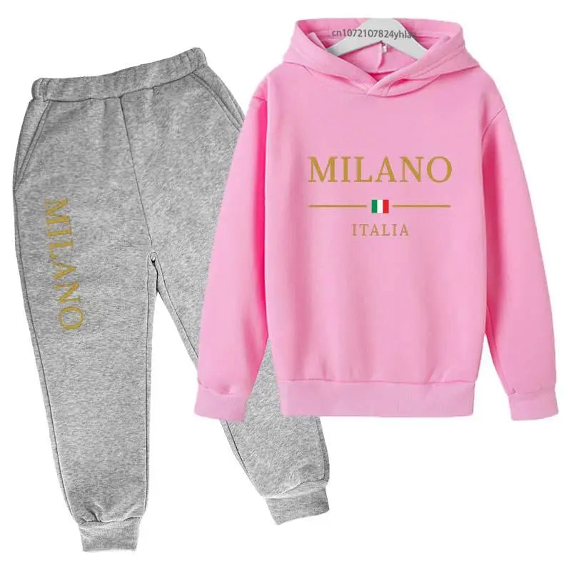 Kids Pullover Hoodie and Pants Tracksuit Set