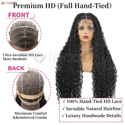 Boho Box Braided Curly Hair Full Lace Wig Burgundy