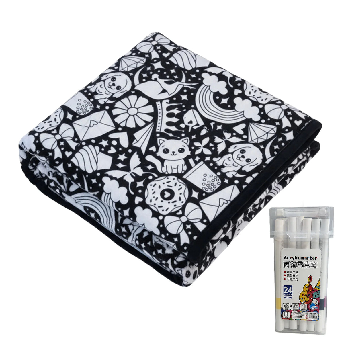 DIY Coloring Blanket 150x125cm Washable Velvet Art