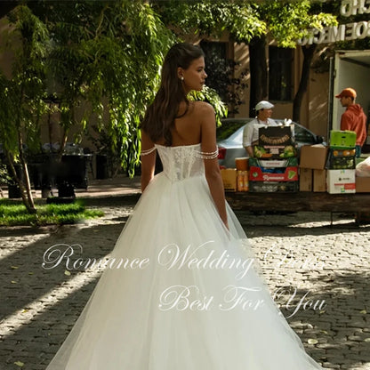 Modern A-Line Wedding Dress with Lace Appliques