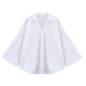 Wide Sleeved Asymmetric Hem Shirt for Women