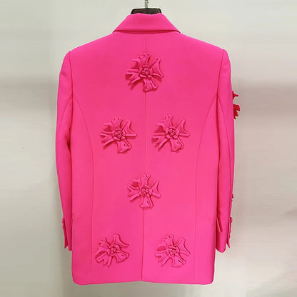 Women's Double Breasted Long Blazer with Appliques