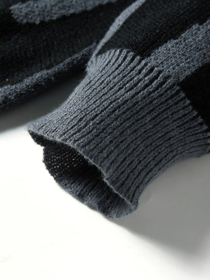 Irregular Jacquard Pattern Pullover Sweater Men Casual