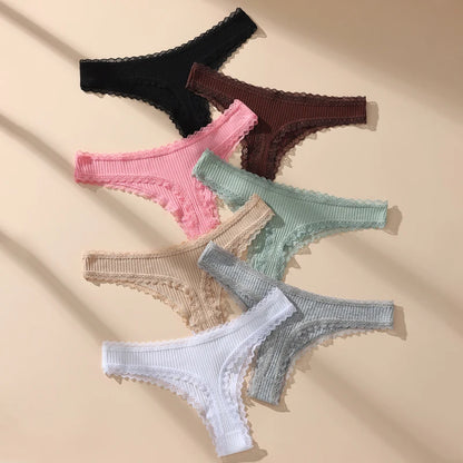 7 Pcs Cotton Lace G-String Panties Set Plus Size