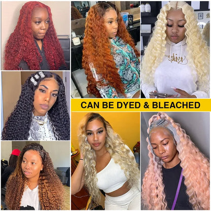 360 Full Lace Wig Water Deep Curly Human Hair 18-36 Inch