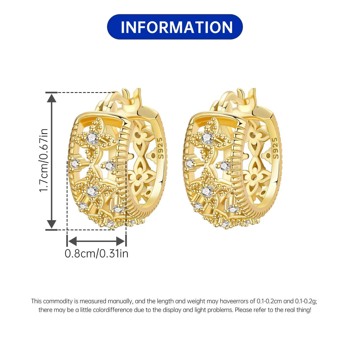 S925 Sterling Silver Iris Flower Hoop Earrings for Women