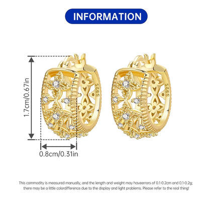 S925 Sterling Silver Iris Flower Hoop Earrings for Women