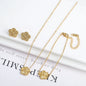 18k Gold-Plated Five-Leaf Flower Jewelry Set