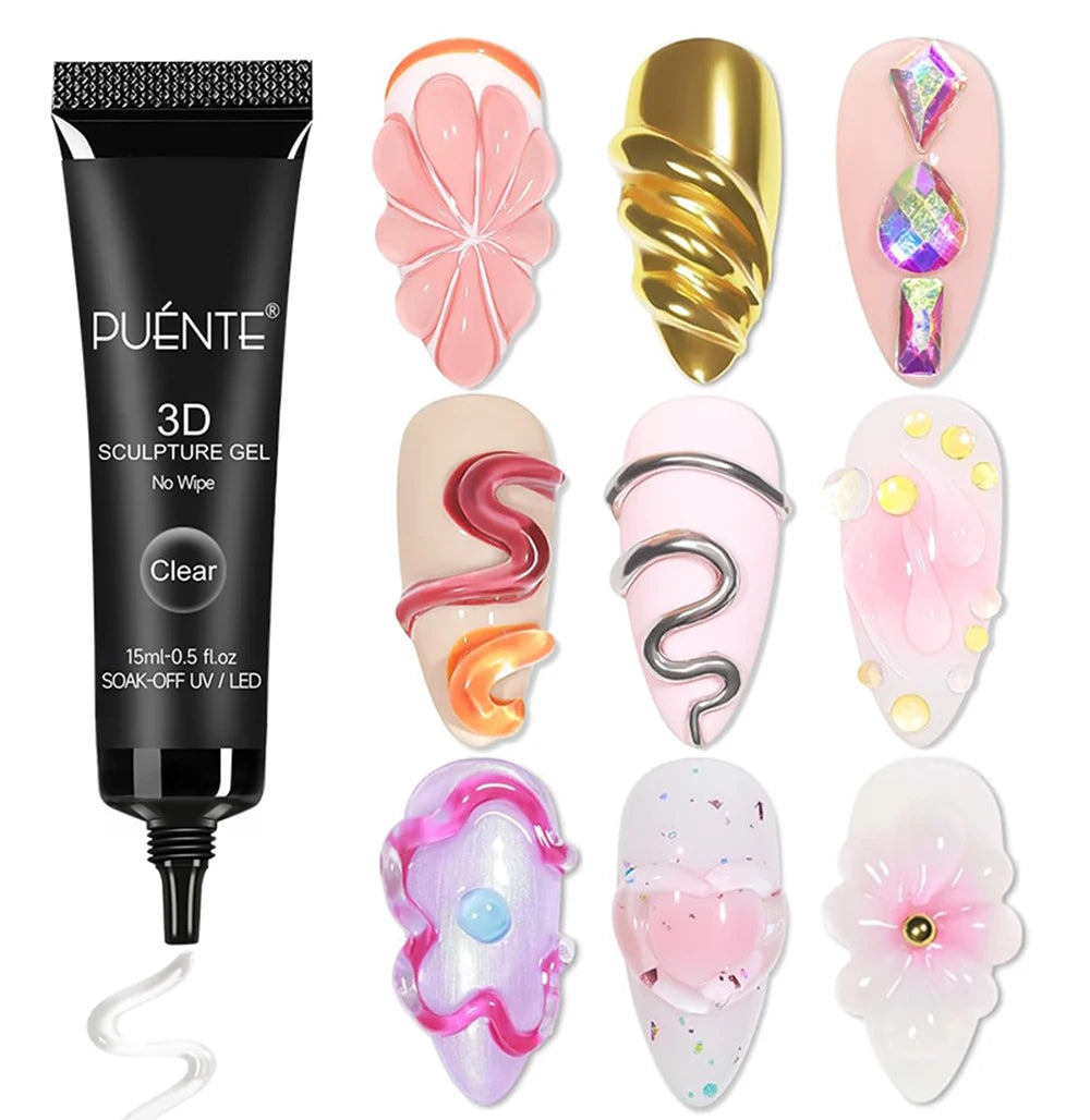 Clear 3D No Wipe Sculpture Gel Nail Polish 15ML