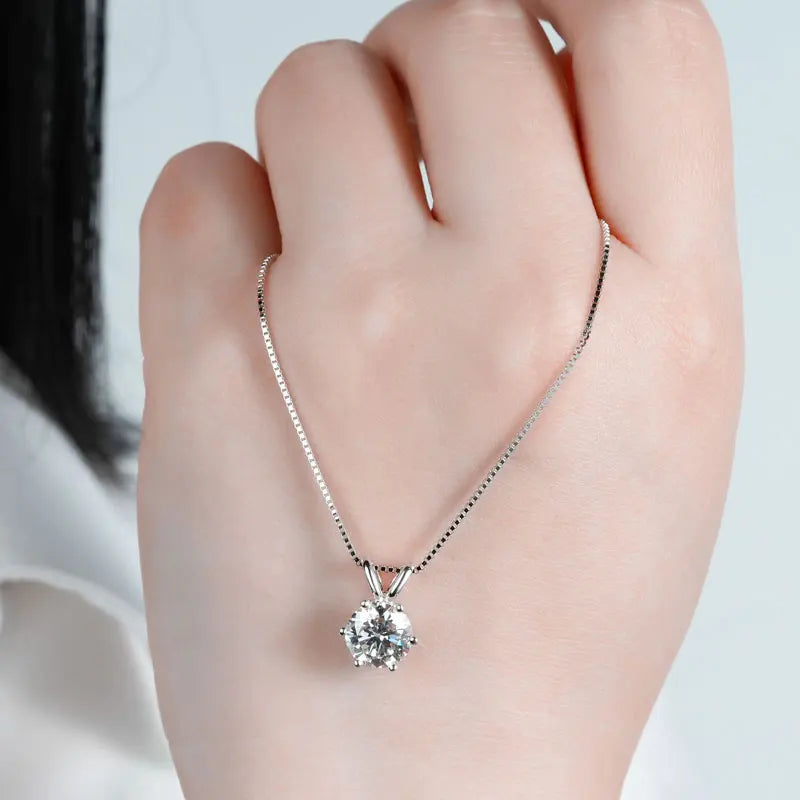 Moissanite Pendant Necklace 925 Sterling Silver Women