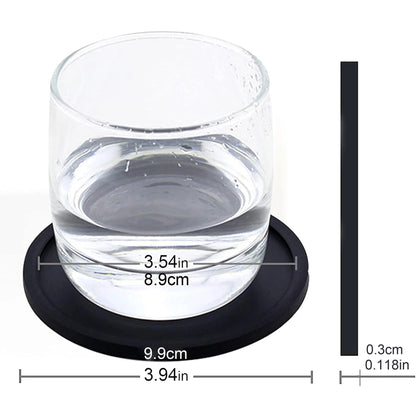 Large Black Silicone Drink Coasters Set for Indoor Outdoor